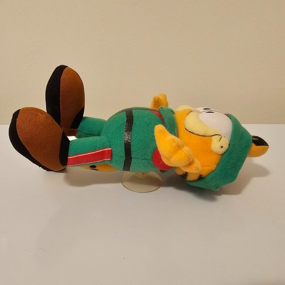 Garfield Cat Window Cling Plush Stuffed Animal Green Red Outfit Headband 8" - Picture 6 of 7